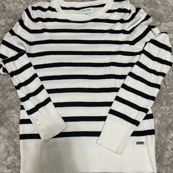 Calvin Klein Tops - Calvin Klein Women’s Sweater in Black and White Stripes